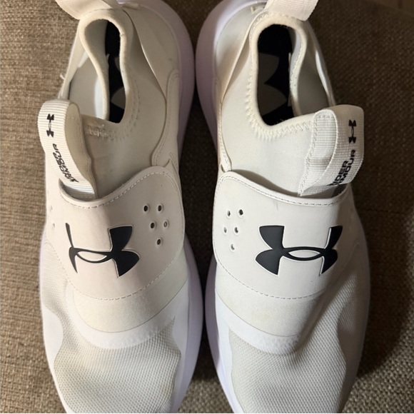 Under Armour Other - Under Armour White Slip-On Sneakers with Black Logo
